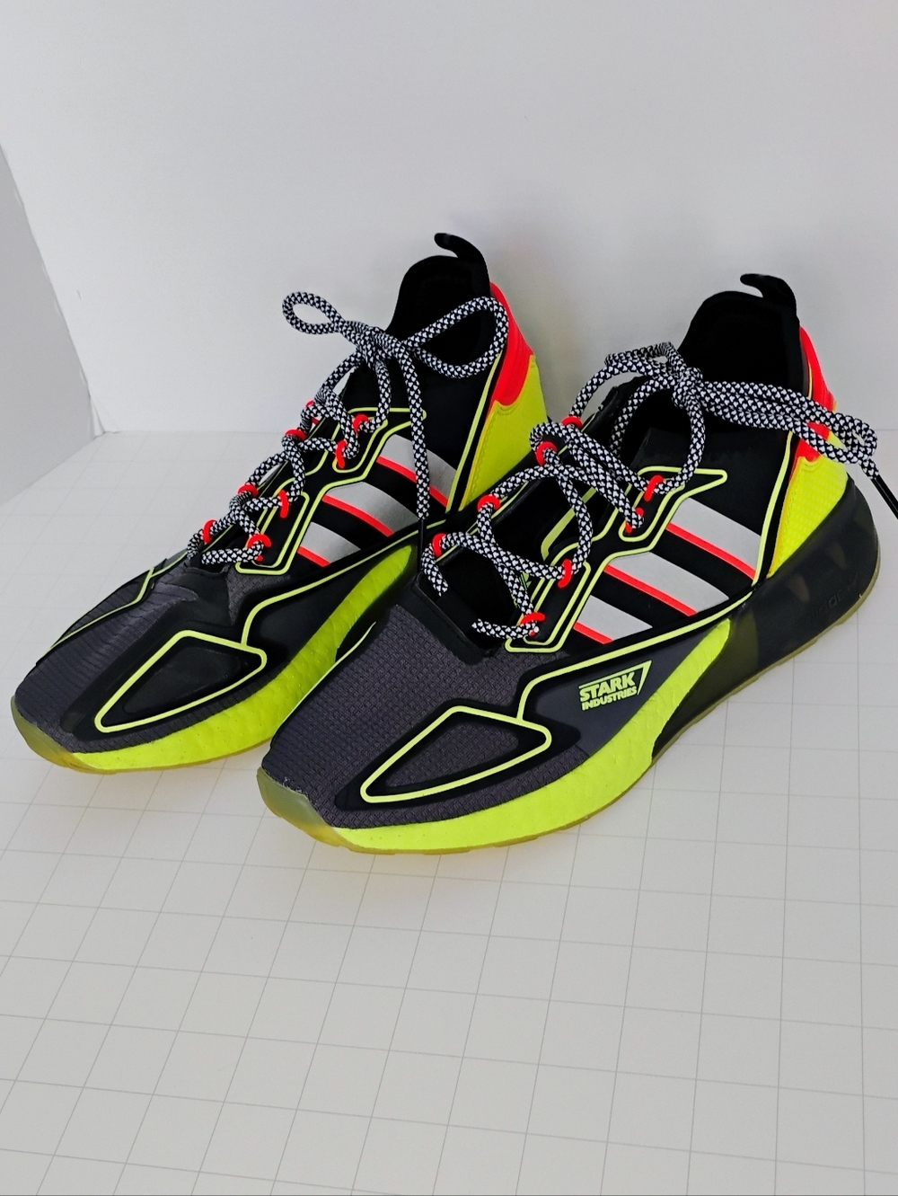 Adidas x Marvel ZX 2K Boost Stark Glow-in-the-Dark sneakers. Men's Size 8.5